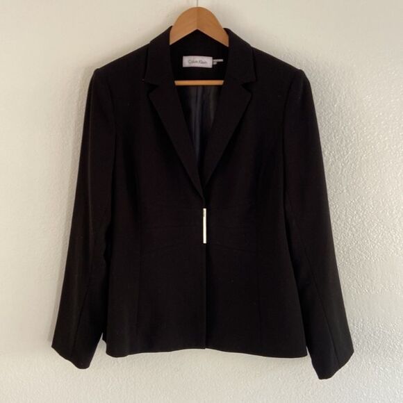 Calvin Klein Black Fitted Blazer Snaps size 10 - Picture 1 of 11